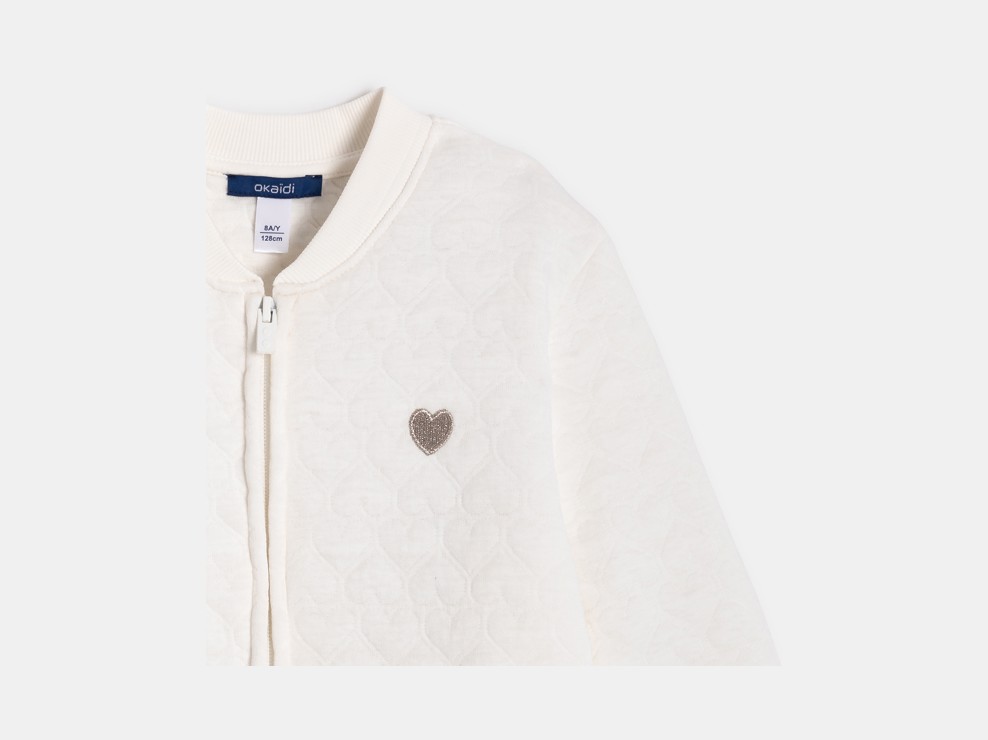 Chaqueta teddy de muletón acolchado corazón blanco niña 2