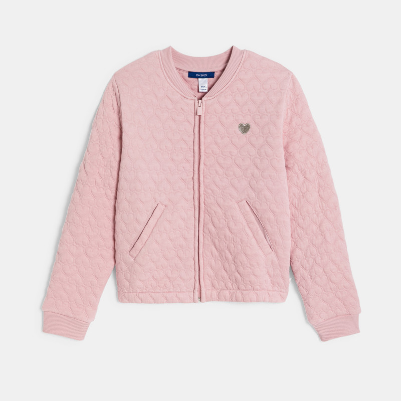 Teddy aus gestepptem Molton in Rosa mit Herzmotiv für Mädchen