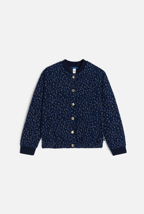 Blouson teddy maille imprimée bleu fille 1