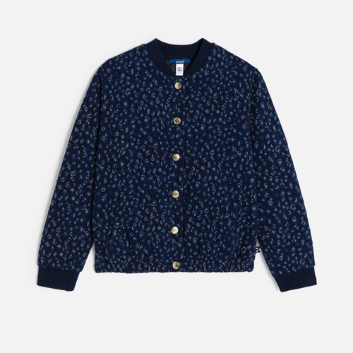 Blouson Teddy Maille Imprimée Bleu Fille - Bleu Navy - 3A - OKAIDI