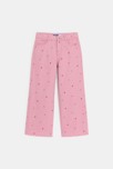 Pantalon large en toile motif papillon rose Fille