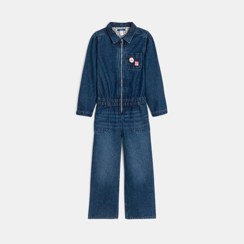 Combinaison-pantalon En Jean Bleu Fille - Denim Dark Blue - 10A - OKAIDI