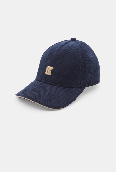 Casquette en velours côtelé bleu marine Garçon 1