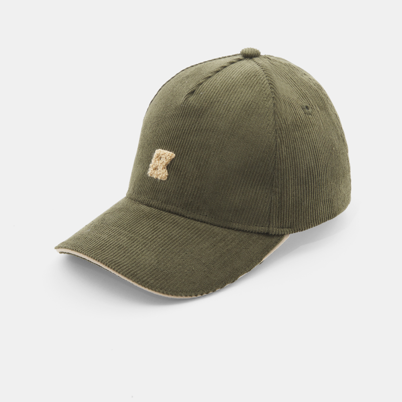Khakigrünes Cap aus Cordstoff Jungen