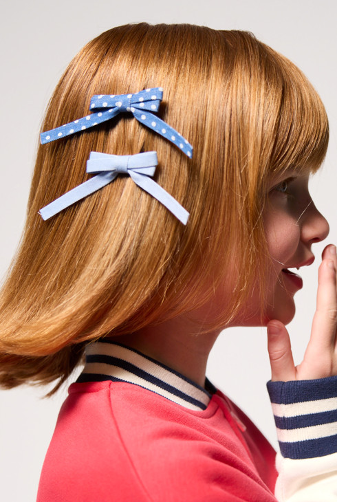 2 barrettes nœud fantaisie bleu Fille 1