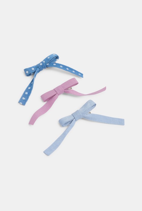 Girl's blue patterned bow hair slides 2