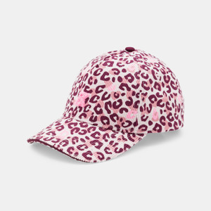 Casquette en toile motif léopard rose Fille