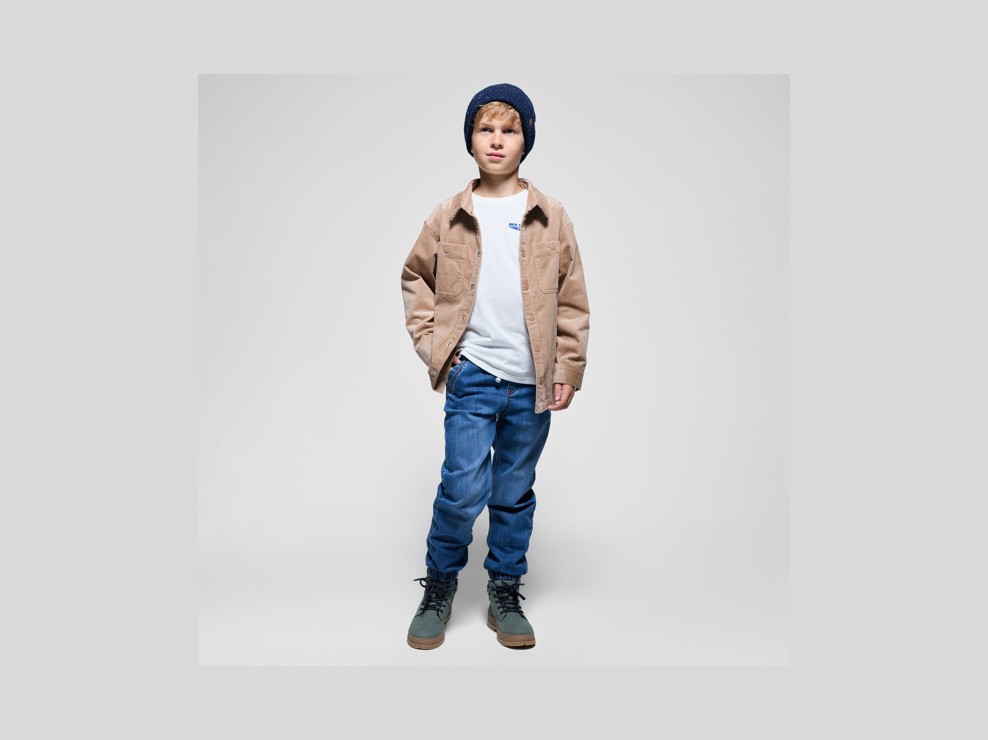 Surchemise en velours côtelé uni marron Garçon 1