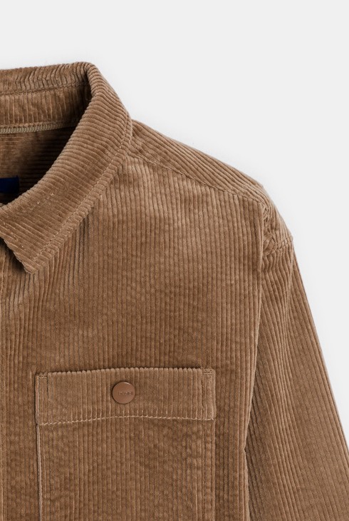 Surchemise en velours côtelé uni marron Garçon