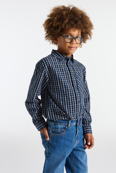 Chemise à carreaux bleu marine Garçon 2