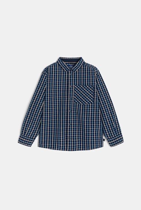 Boy's navy blue checked shirt 2