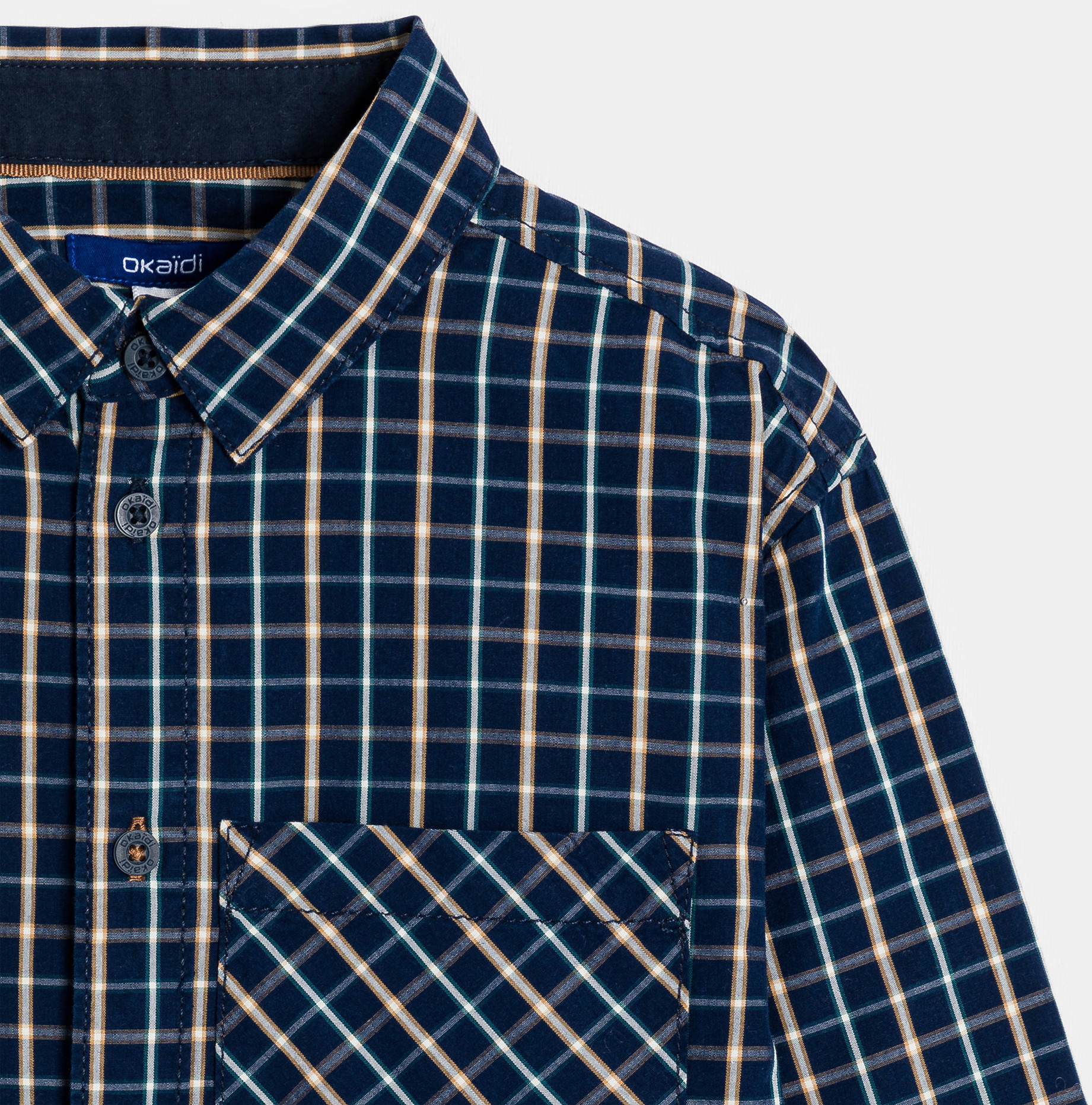 Chemise à carreaux bleu marine Garçon