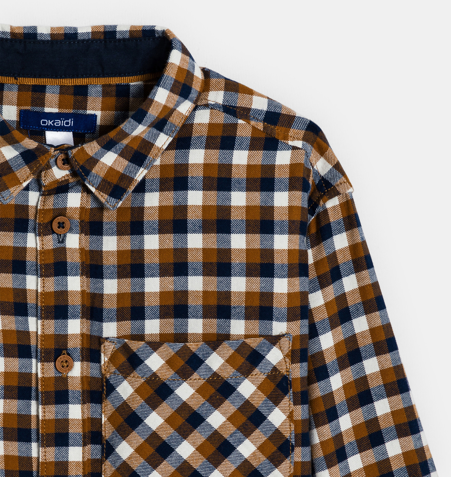 Baby boy's brown checked shirt 2