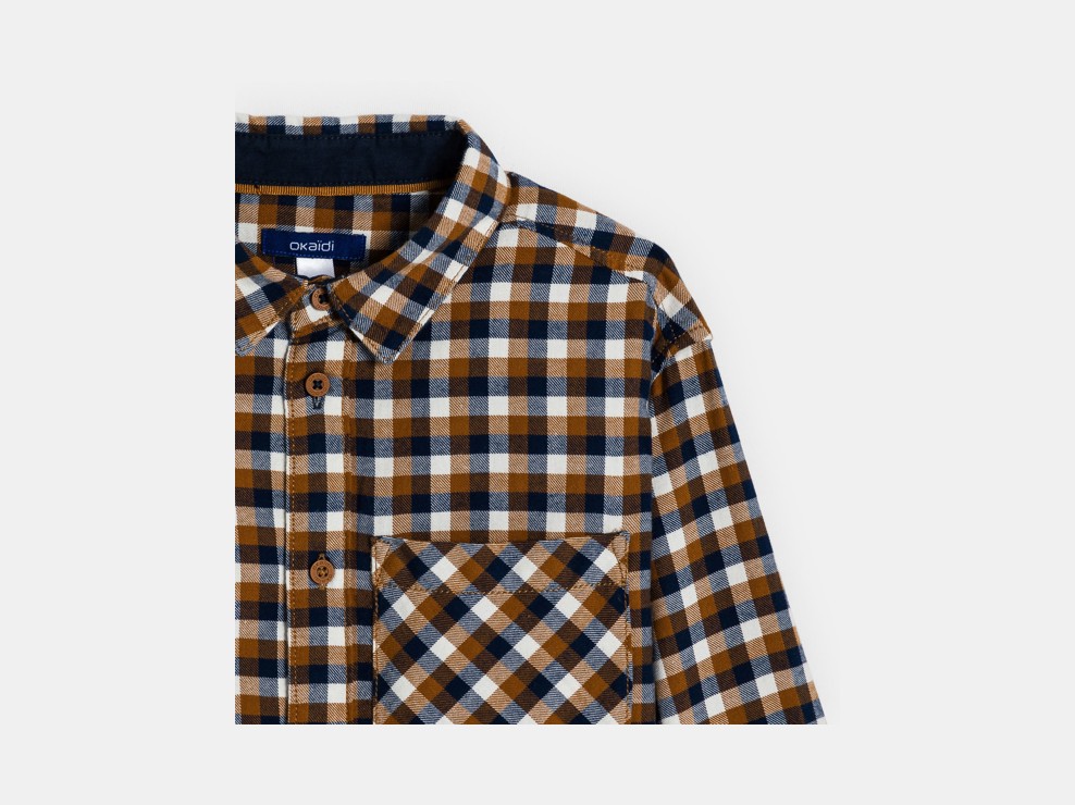 Bruin hemd met ruiten voor jongens 2