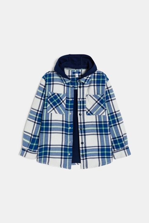 Surchemise à carreaux avec capuche rouge Garçon