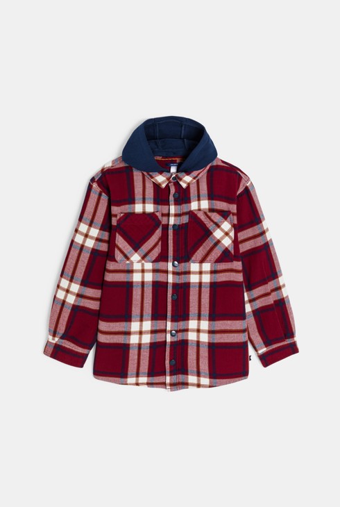 Karirana lagana jakna s crvenom kapuljačom za dječake 2