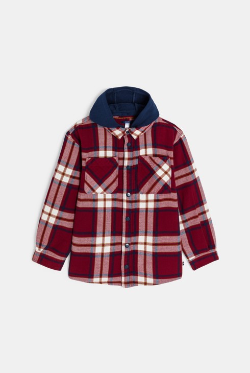 Sobrecamisa de cuadros con capucha rojo niño 2
