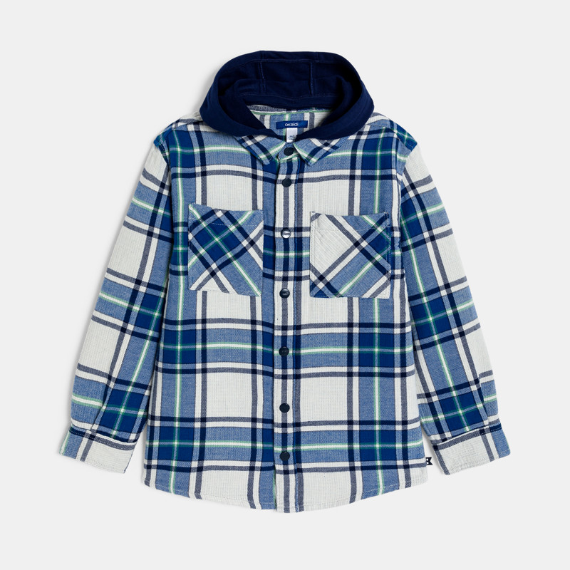 Überhemd mit Karos und Kapuze rot Jungen