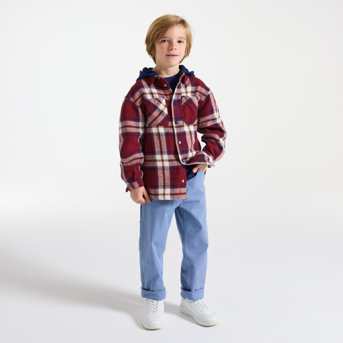 Surchemise À Carreaux Avec Capuche Rouge Garçon - Carreaux Rouge - 3A - OKAIDI
