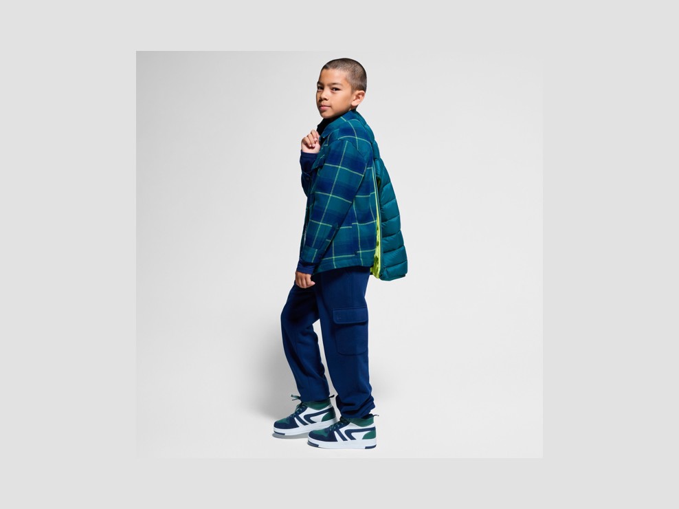 Hemdjacke mit Karos und Kapuze grün Jungen 1