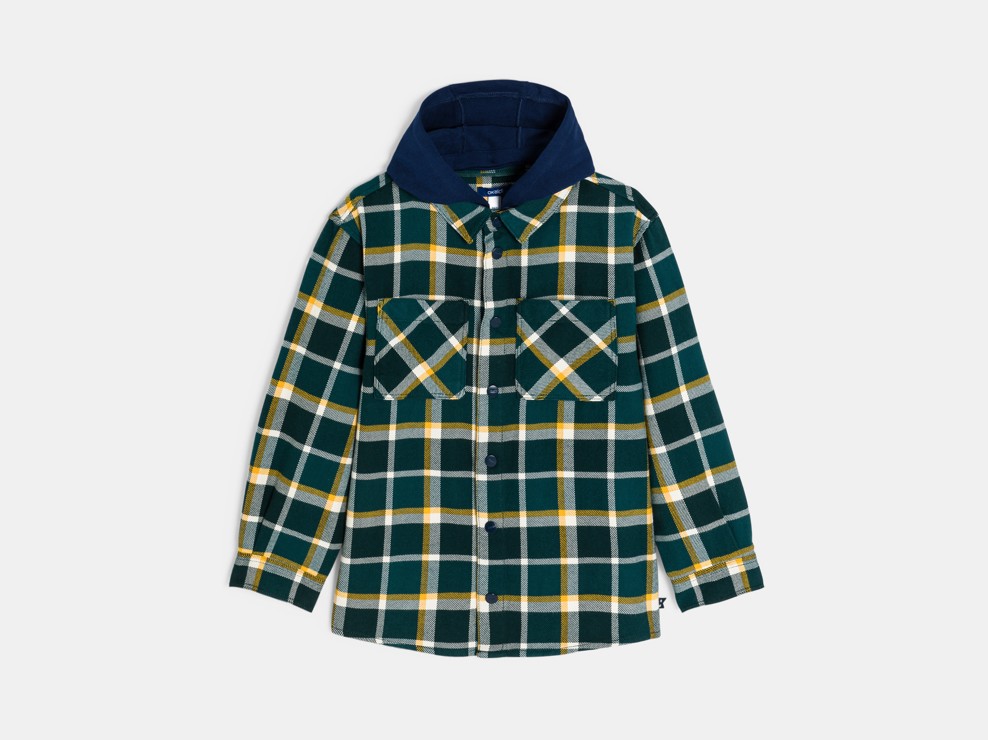 Hemdjacke mit Karos und Kapuze grün Jungen 2