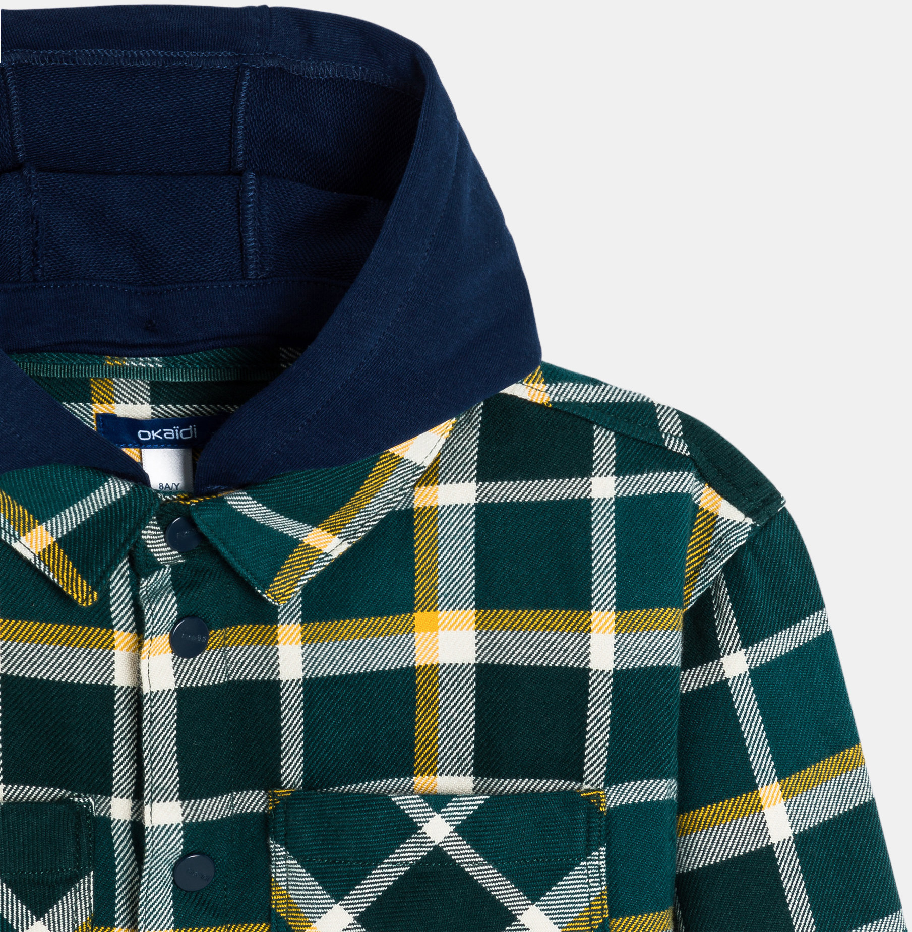 Surchemise à carreaux avec capuche vert Garçon