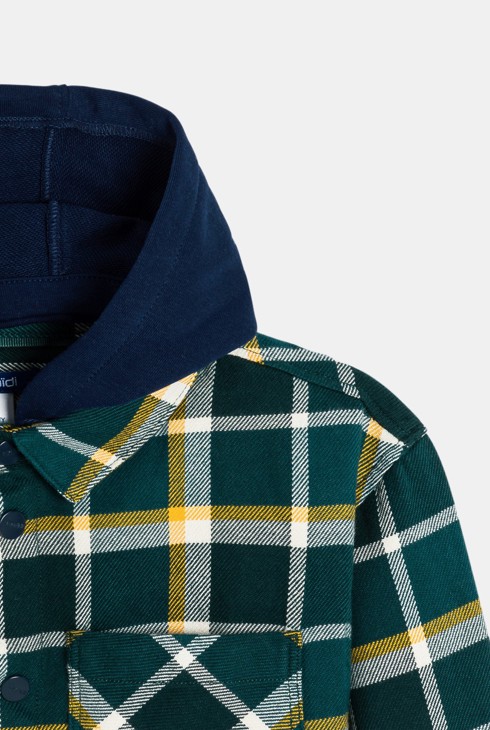 Surchemise à carreaux avec capuche vert Garçon