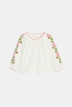 Blouse molleton brodée blanc bébé fille