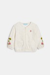 Sweat zippé molleton fleuri beige bébé fille
