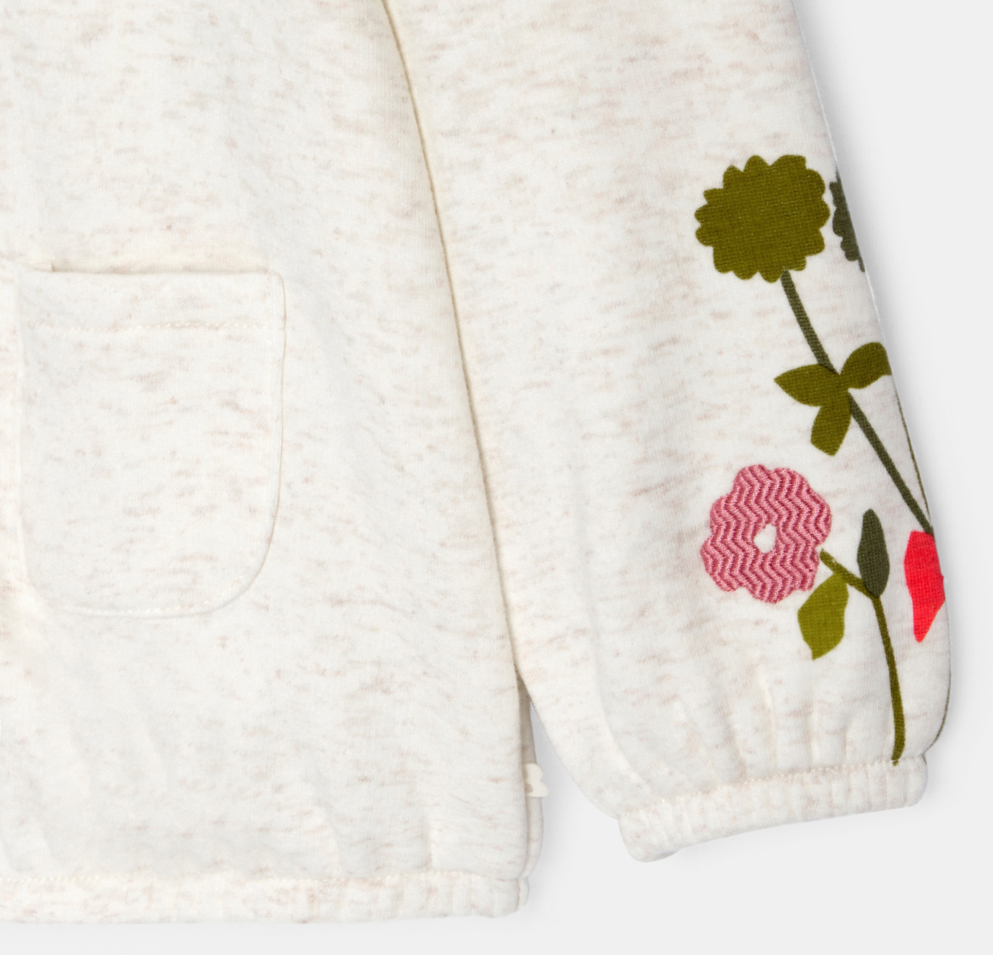 Sweat zippé molleton fleuri beige bébé fille