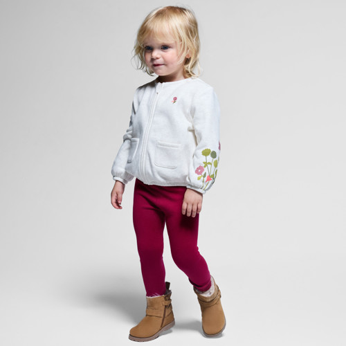 Sweat Zippé Molleton Fleuri Beige Bébé Fille - Beige Chiné - 6M - OBAIBI