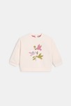 Sweat molleton oiseaux rose bébé fille