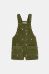 Salopette courte velours brodé vert bébé fille