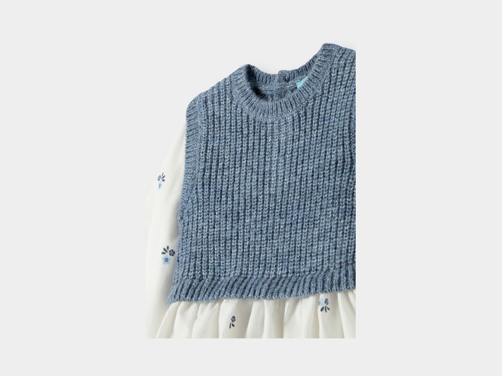 Robe 2 en 1 fleurie bleu bébé fille 2