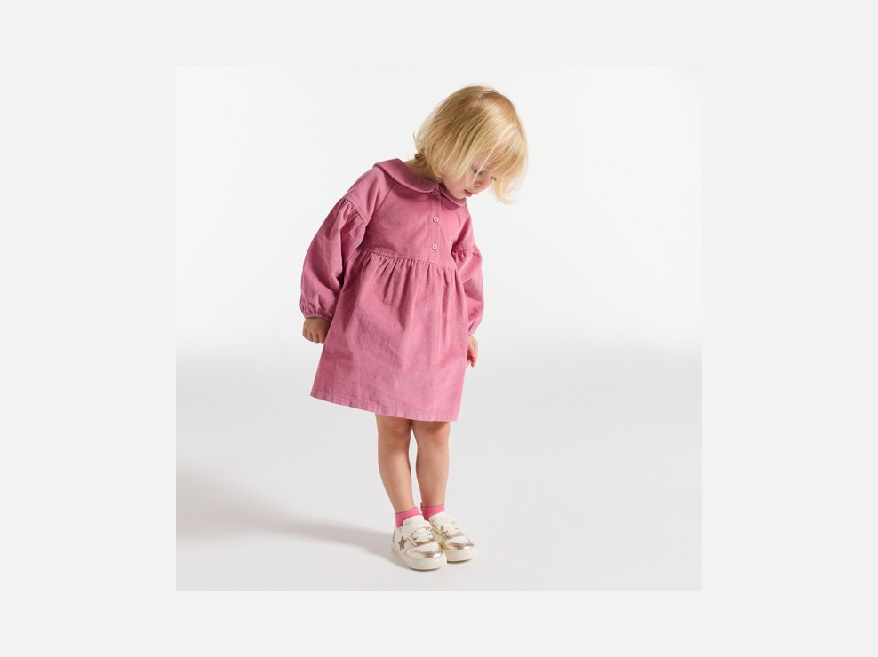 Vestido de pana rosa bebé niña 1