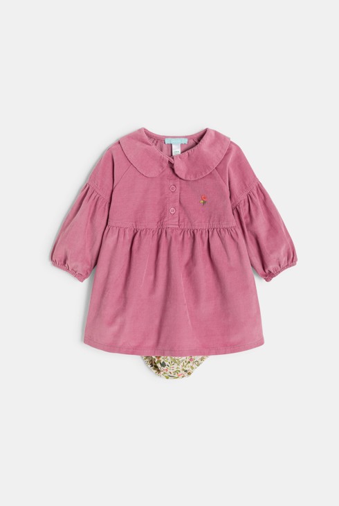 Kleid aus Cordstoff rosa Kleinkind Mädchen 2