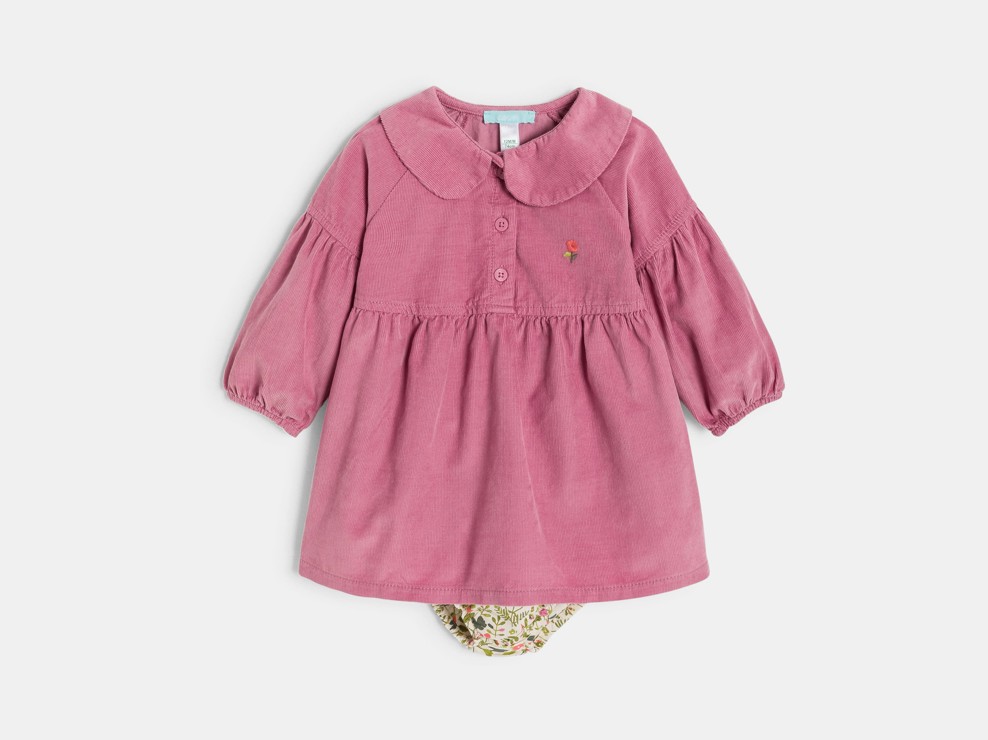 Vestido de pana rosa bebé niña 2