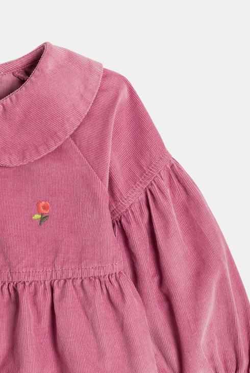Robe en velours côtelé rose bébé fille