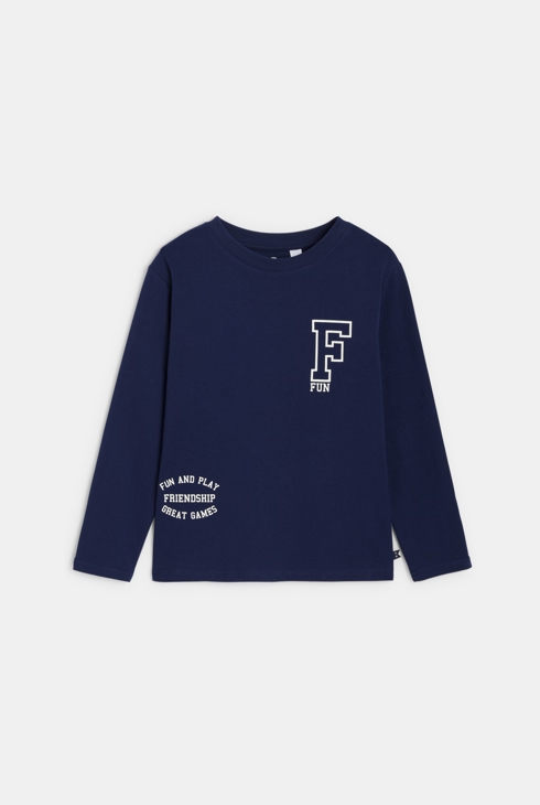 Langarm-T-Shirt mit Schriftzug blau Jungen 1
