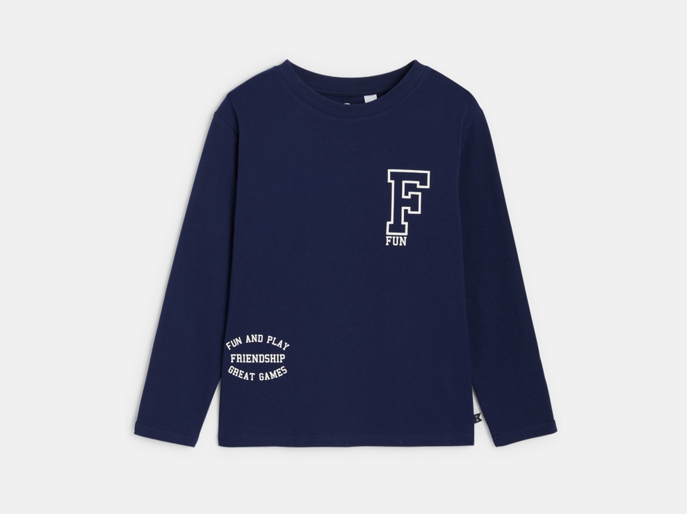 Langarm-T-Shirt mit Schriftzug blau Jungen 2