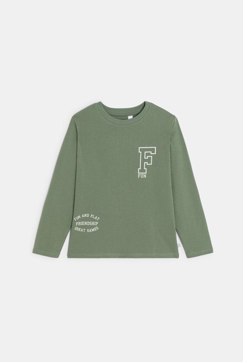 Zelena majica dugih rukava s porukom za dječake 2