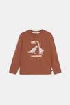 T-shirt manches longues dinosaure marron Garçon