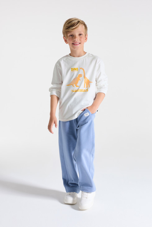 Camiseta de manga larga dinosaurio blanco niño 1