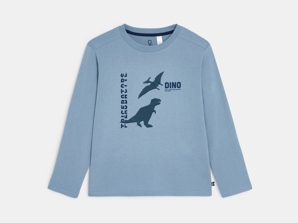 Blaues Langarm-T-Shirt Dinosaurier Jungen 2