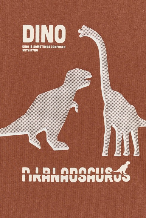 T-shirt manches longues dinosaure marron Garçon