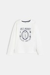 T-shirt manches longues à message blanc Garçon