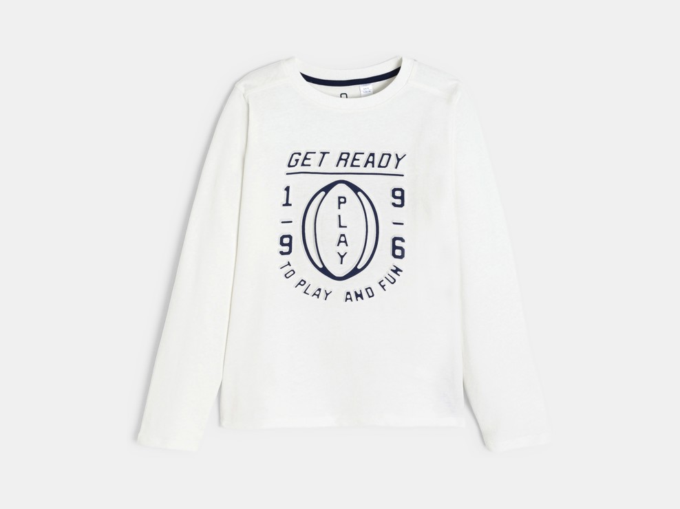 Weißes Langarm-T-Shirt mit Schriftzug für Jungen 1