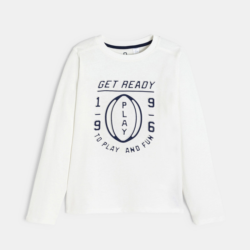 Weißes Langarm-T-Shirt mit Schriftzug für Jungen