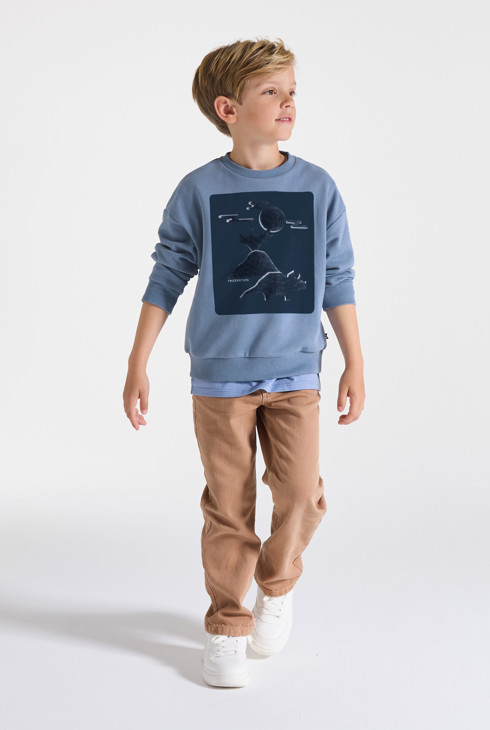 Blauw sweatshirt met dinosaurusmotief voor jongens 1