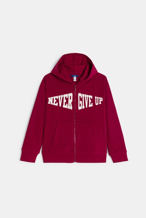 Sweat-shirt à capuche à message rouge Garçon 1